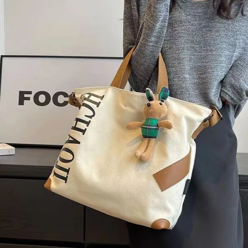 Japanese Shoulder Bags, College Style, Fashionable Handbag with Letter Printing, Large Capacity Suitable for Commuting and Class