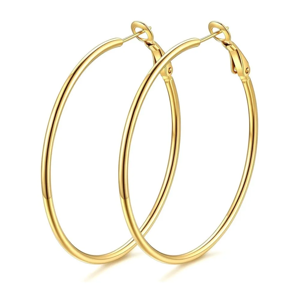High-Quality Non-Fading Large Hoop Earrings for Women, Fashion Accessories, Stainless Steel 30/40/50/60mm Smooth Earrings