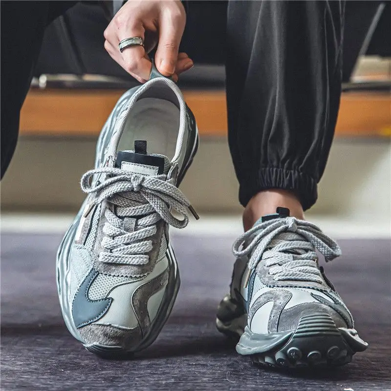 Men's 2025 Winter Thick Sole Invisible Inner Heel Lift Dad Shoes Breathable Sporty Casual Streetwear Sneakers