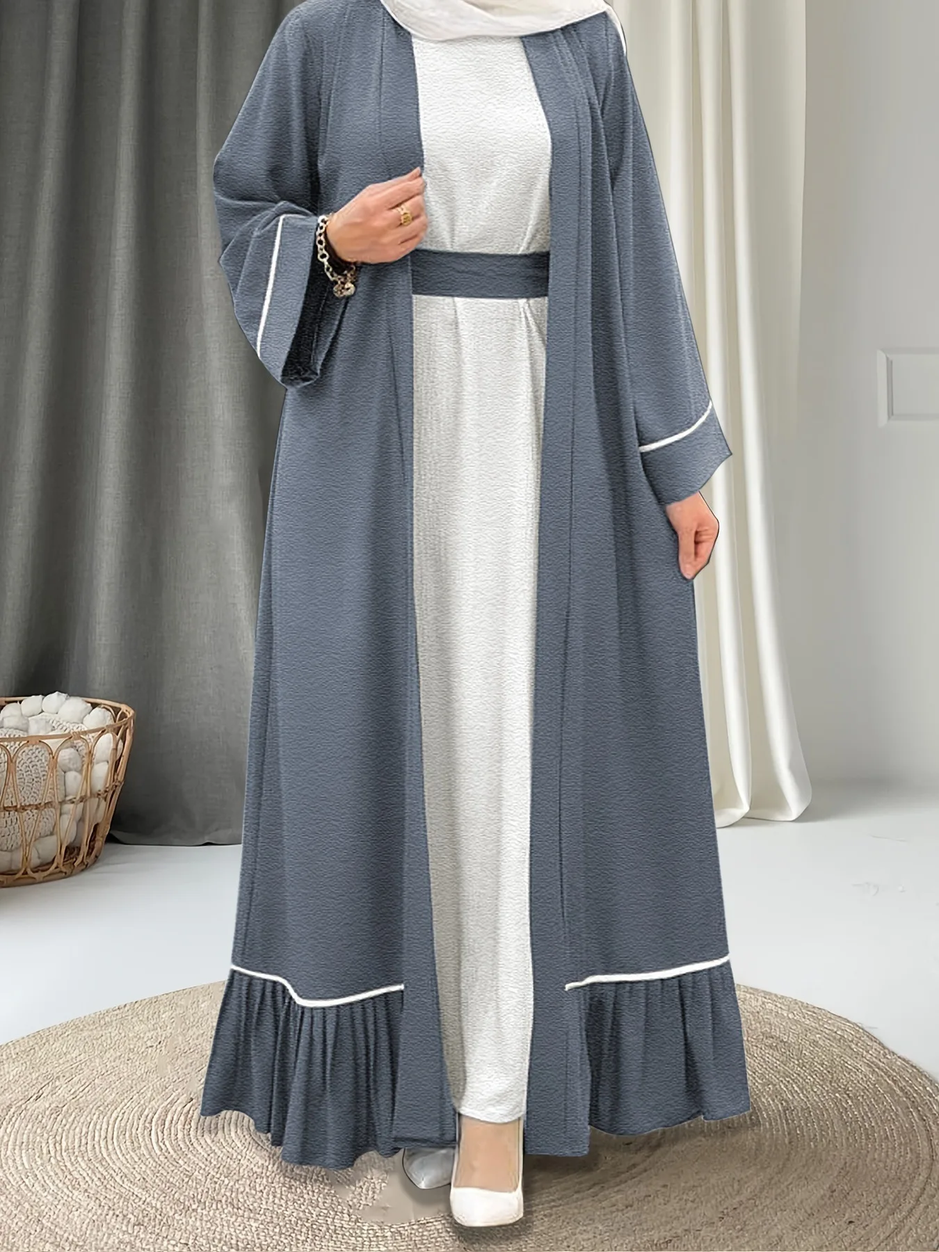 Eid Frauen Kleid Muslimischen Abaya Strickjacke 2 Stück Set Party Jalabiya Ramadan Vestidos Largos Kaftan Arabischen Lange Robe Marokko Kaftan