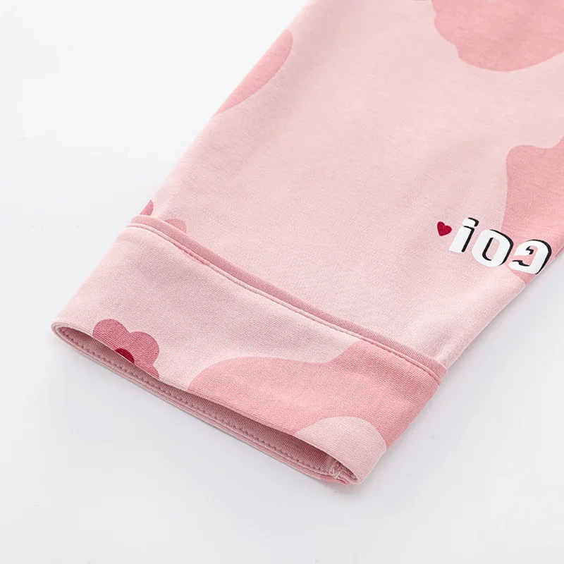 MiiOW Winter 100% Cotton Women\'s Pajamas Set Loose Turn-down Collar Long Sleeves Loungewear Cute Pink Girls Sleepwear Homewear