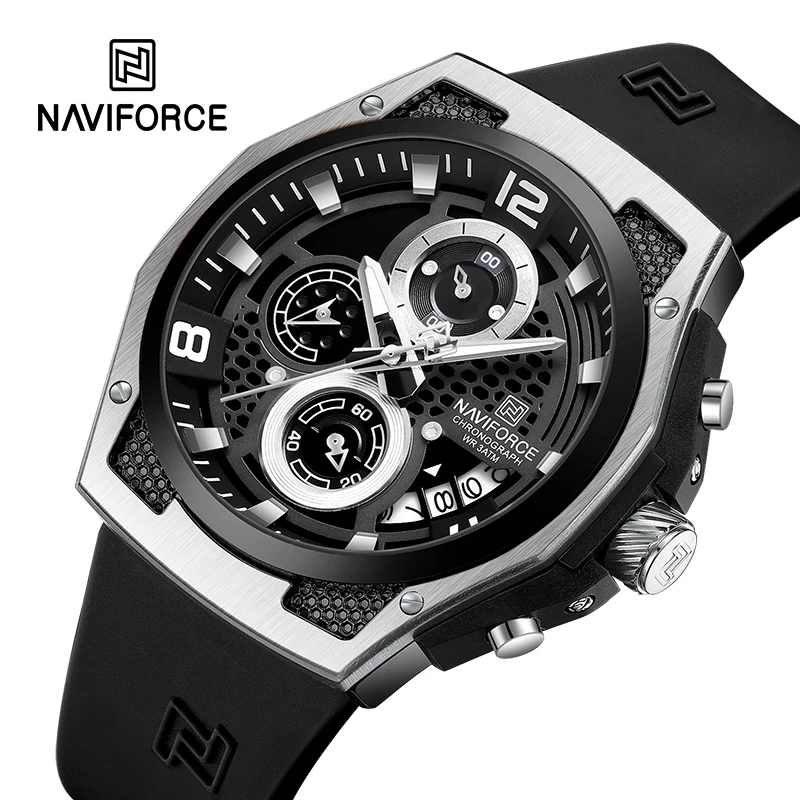 

NAVIFORCE Mens Quartz Watches Top Brand Luxury 30m Water Resistant Date Display Silicone Band Wristwatch Relogio Masculino 8051T