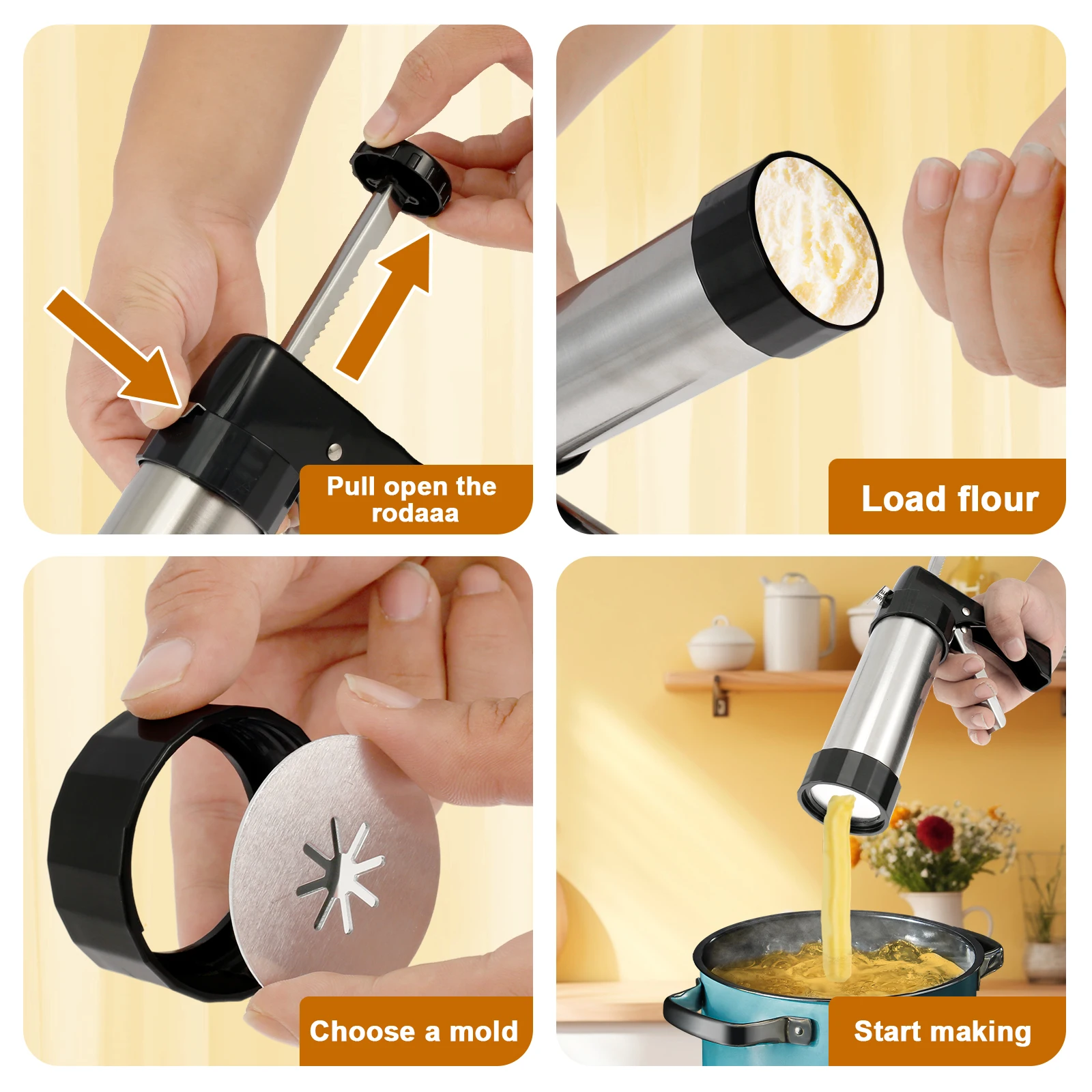 صانعة تشورو من الفولاذ المقاوم للصدأ ، بسكويت يدوي ذاتي الصنع ، مكبس تعبئة منفوخ لخبز المطبخ ، أداة أنابيب الكيك ، الإفطار الصيني Youtiao