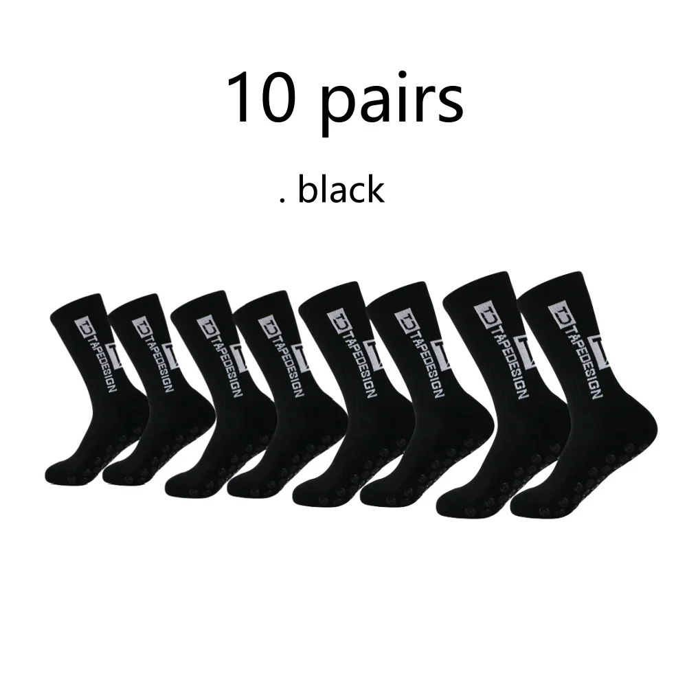 10 pairs of new men's anti slip football socks, high-quality, soft, breathable, thick sports socks, running and hiking socks