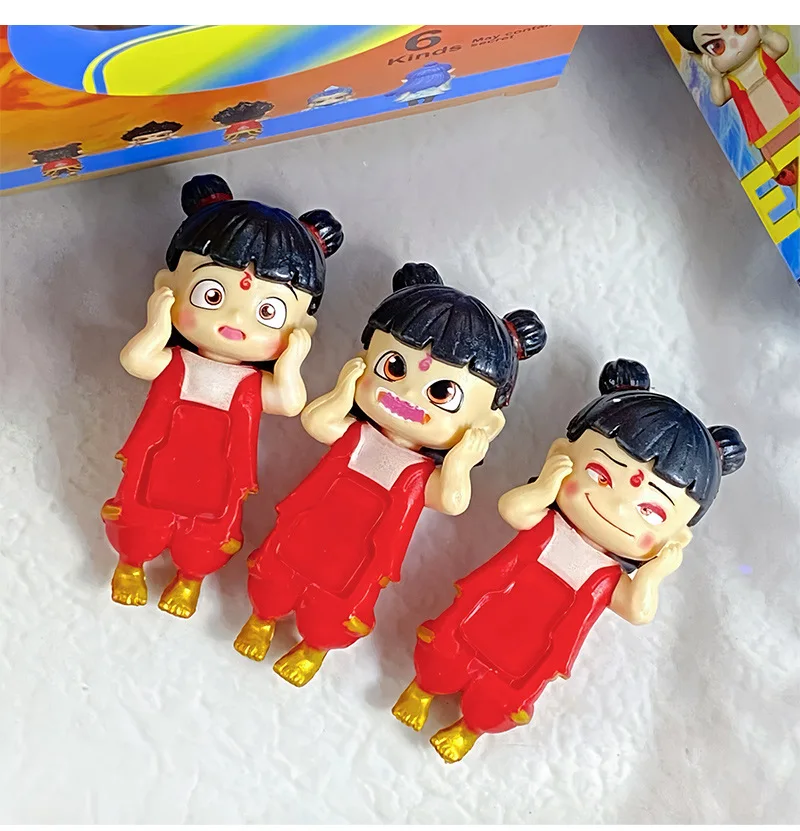 12pcs New Cupid Angel Nezha Series Attach Table Blind Box Cute Mysteries Surprise Fans Nezha Aobing Toy Car Ornaments Gifts