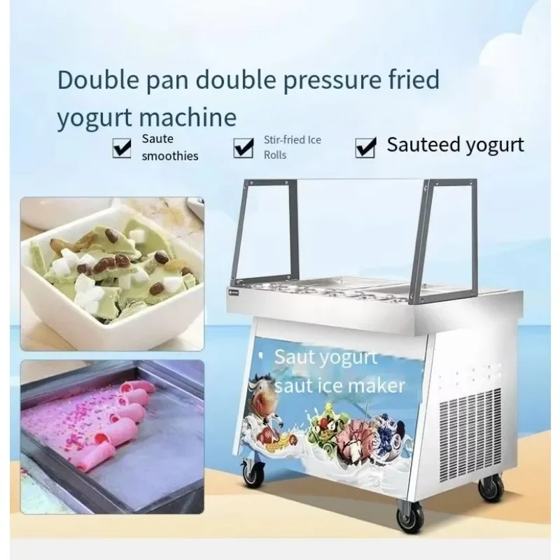 Automatic Fried Yogurt Machine Commercial Desktop Ice Cream Fried Ice Machine Multifunctional Fried Milk Fruit