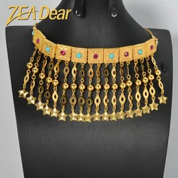 Dubai Jewelry Sets Tassels Necklaces Classic Chain Star Charms Cuban Romantic Links Birthday Gift for Women Gold Color Pendant