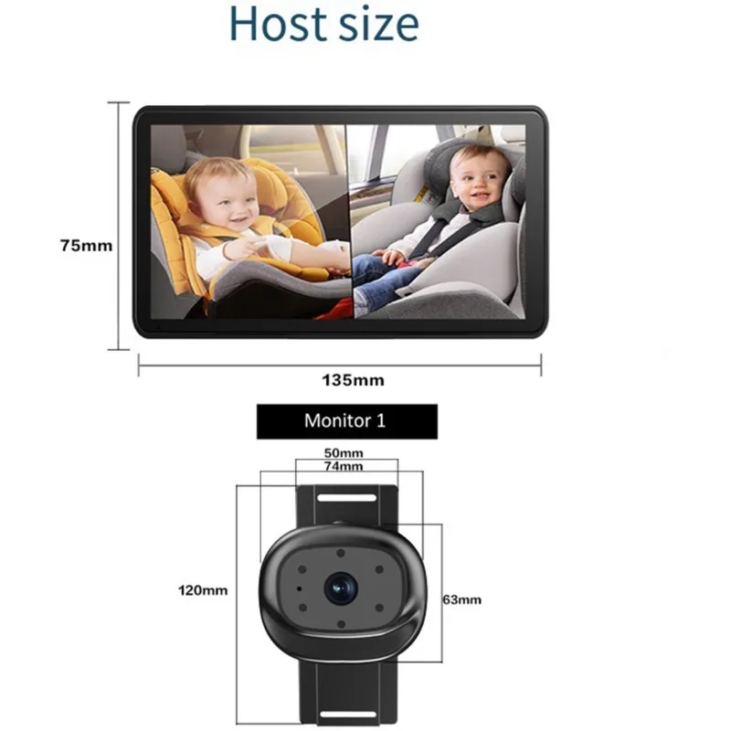 AC23-Rear Back Seat Safety View Monitor 5 Inch HD Wireless For Baby Car Monitor Night Vision Camera For Baby Toddler