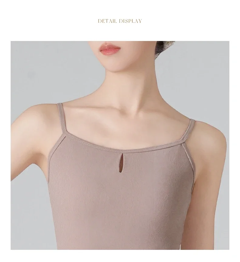 Ballett-Trikot für Damen, Tanz-Ganzanzug für Erwachsene, Gymnastik-Unterhemd, Body für Ballett, Yoga, Aerobic-Übungen – Detail 4