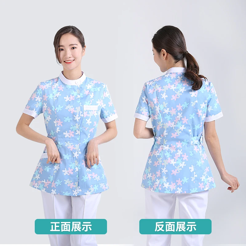 Director of Nursing Department floral nurse dress separate short sleeve set summer slim-fit month sister-in-law maternal and chi