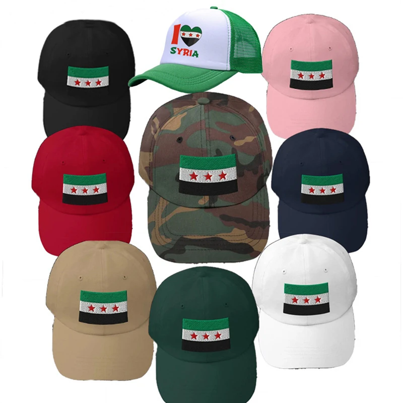 الرجال النساء سوريا العلم قبعات قبعة بيسبول الموضة Snapback قبعات قبعة سائق شاحنة عامل قبعة قابل للتعديل قبعات للحماية من الشمس الصيف