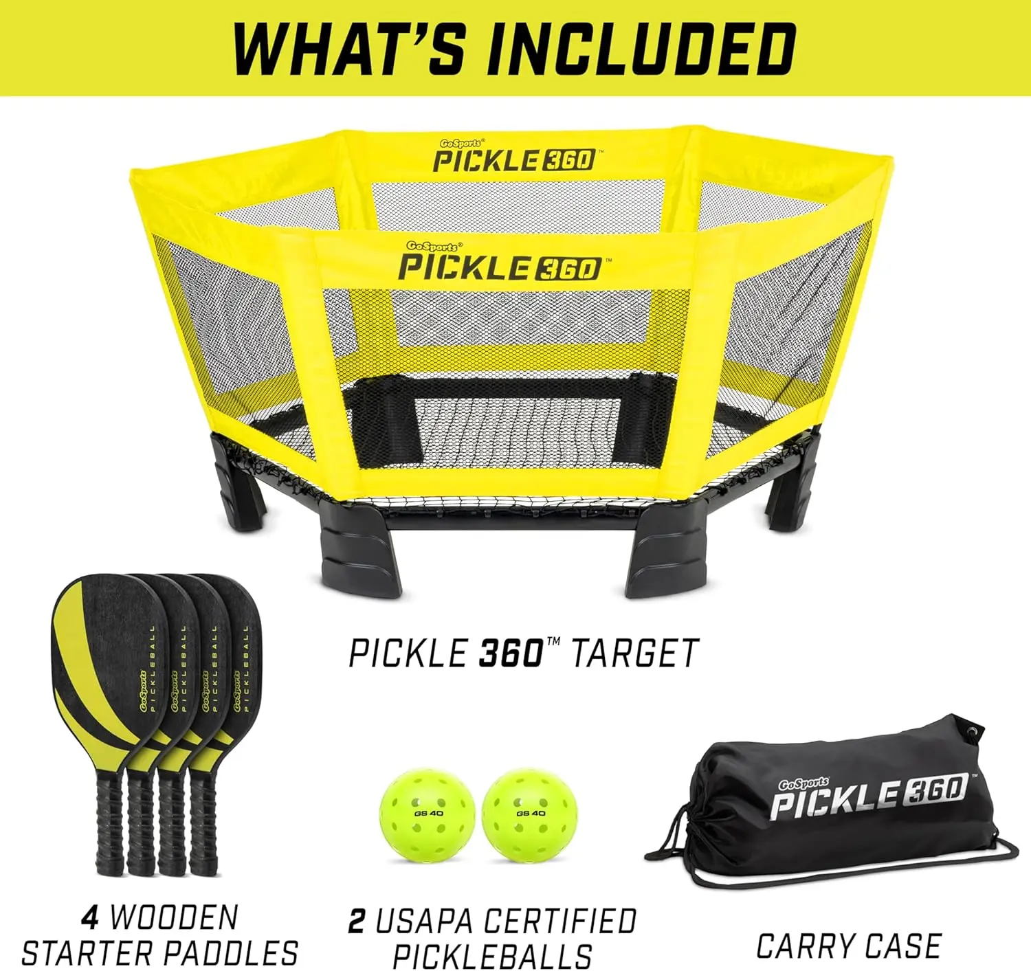 Pickle 360 Set permainan bola Paddle-pilih asli atau Hardcourt - Pickleball tanpa Lapangan