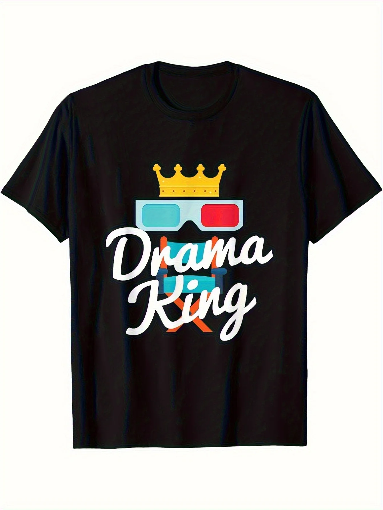 Black retro loose short-sleeved top, all-season casual double-stitched and durable, gift for comedy lovers, humorous clothing.