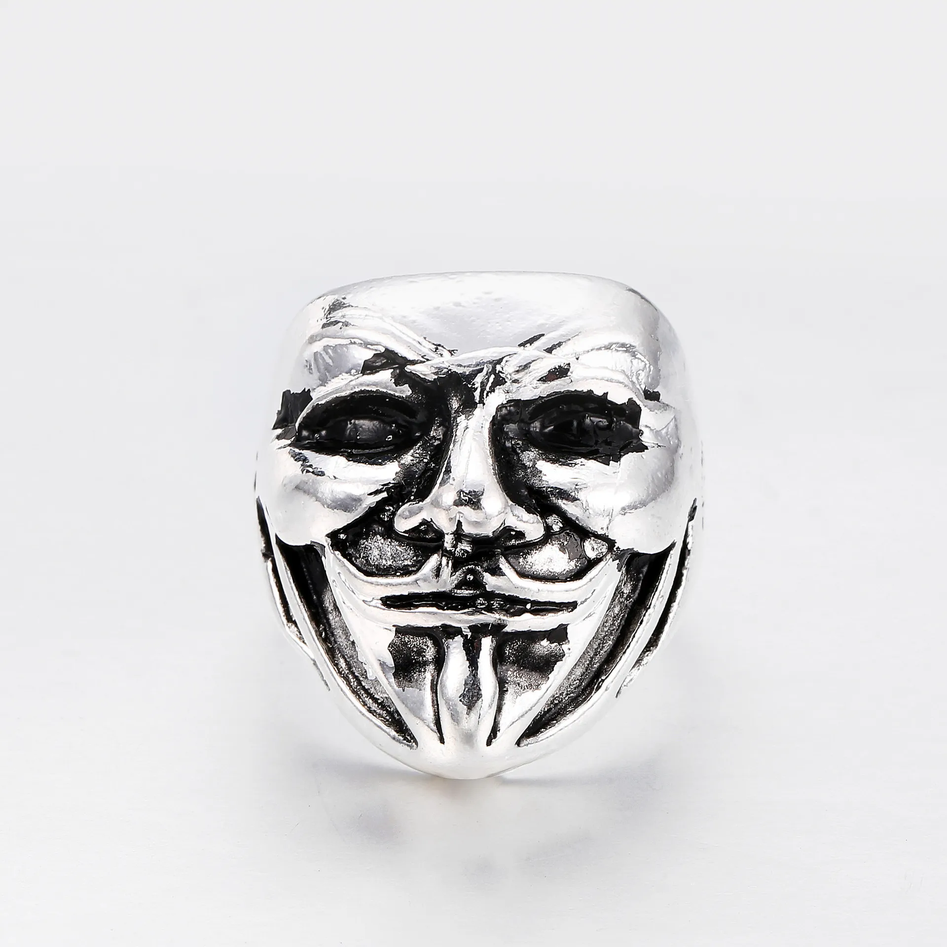 European and American style fashionable and powerful men's ring, personalized retro clown mask ring, jewelry accessory