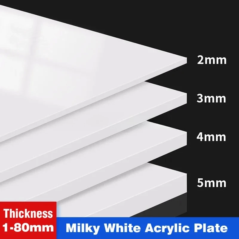 1Pc Thick 1-80mm Milky White Acrylic Plate Sheet 100x100-500x500mm PMMA Plexiglass Opaque Reflection Board Background Partition