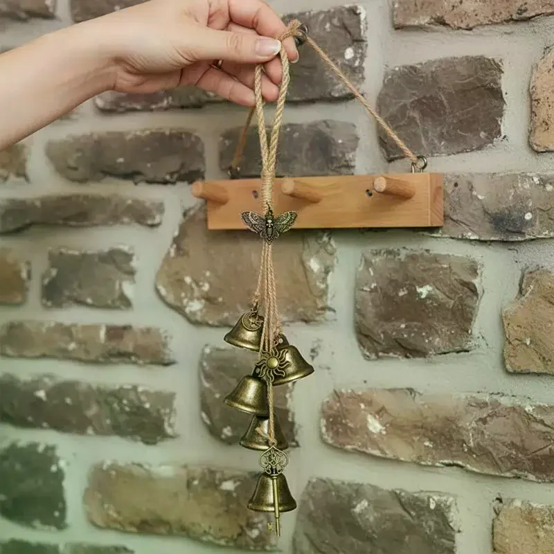 Bronze Retro Wind Chime Butterfly Metal Pendant Soft Pleasant Chime for Home Garden Balcony Decoration