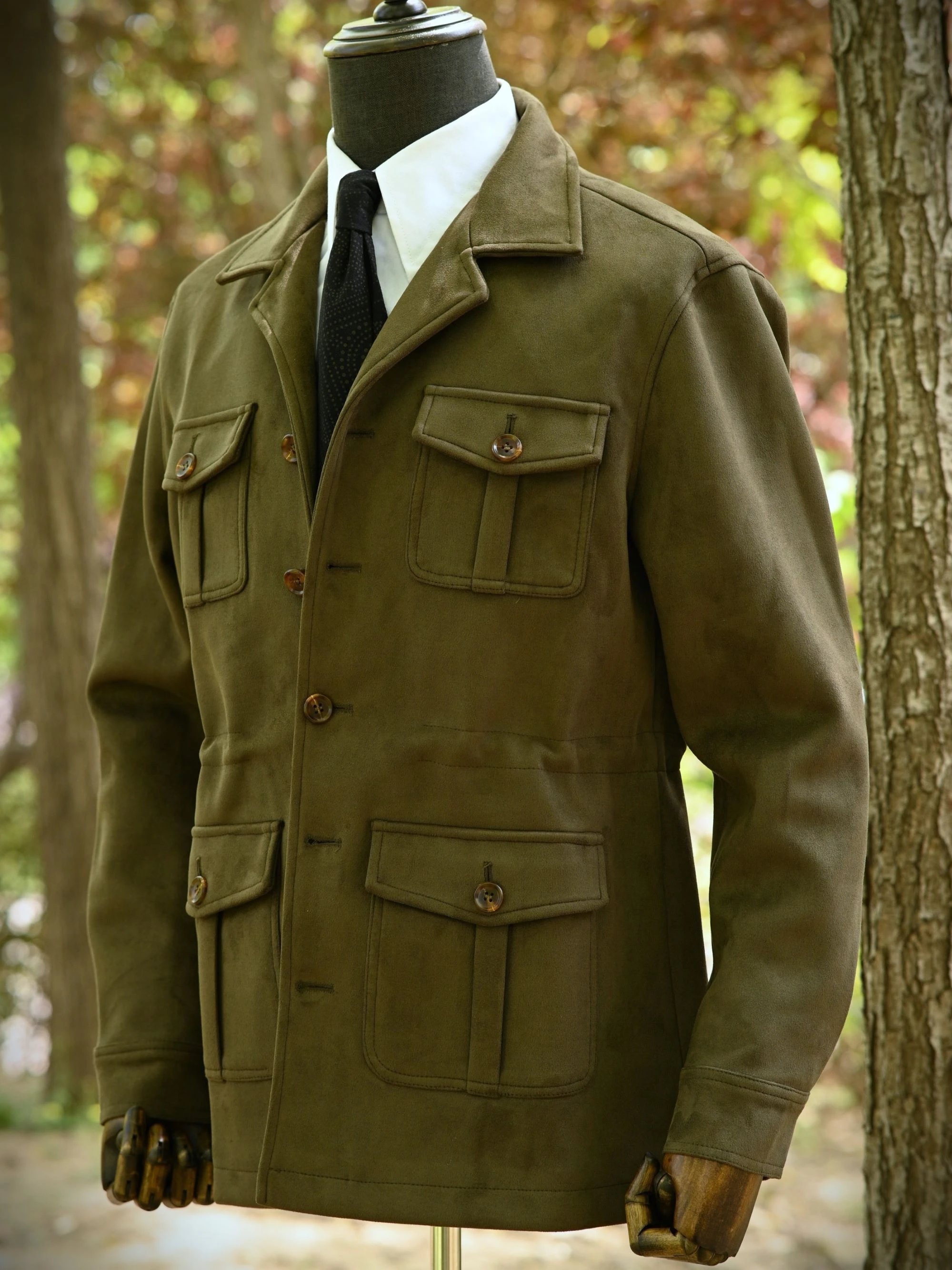 

Fall Winter Hunting Jaet Fake Deer Skin Velvet Multi ket American Casual Retro Workwear Khaki Sle Coat Faion Urban Y...