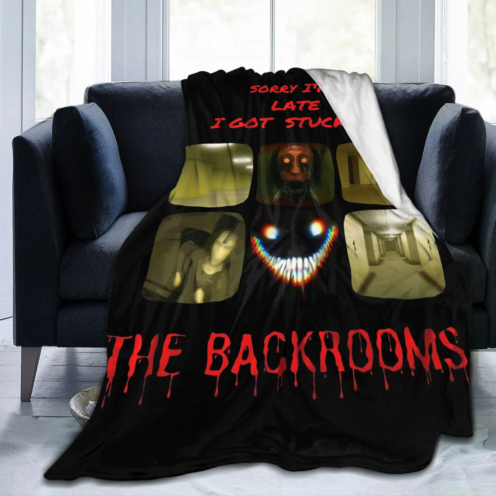 THE BACKROOMS Horror Blankets Fleece All Season   Multifunction Super Warm Throw Blankets for Bed Bedroom Rug Piece