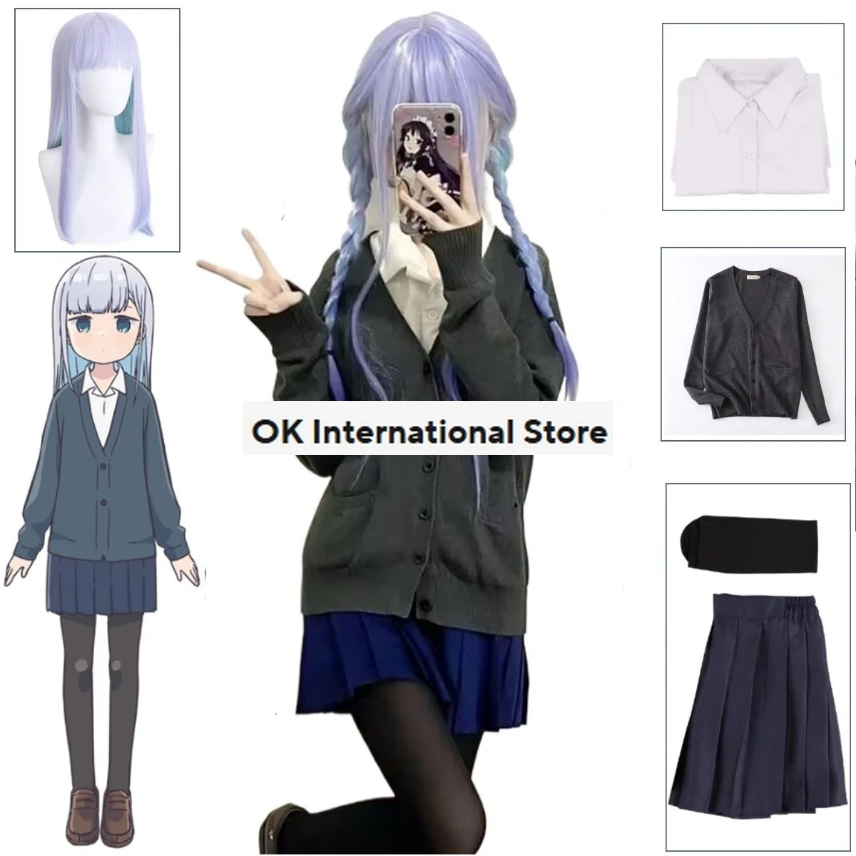 Aharen-san Wa hawemai Reina Aharen Costume Cosplay uniforme scolastica donna Outfit Rok camicetta Suit Costume di Halloween parrucca Outfit