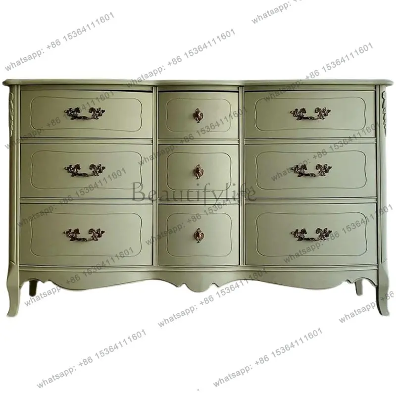 

French retro solid wood nine-chest cabinet household living room wall locker