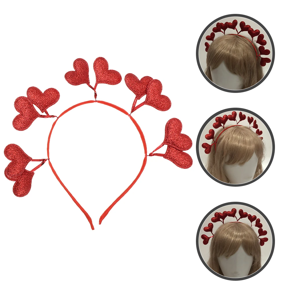 

Heart Shaped Hair Headband Valentine'S Day Bopper Elastic Comfortable Women Girls Love Party Photo Prop Decorative Stylish
