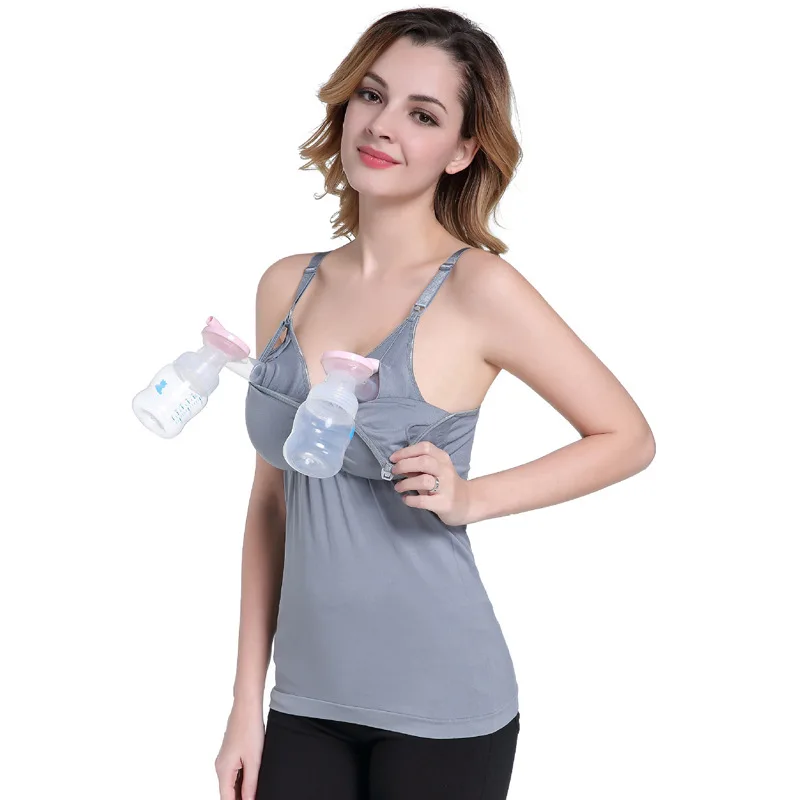 Pregnancy Clothes Pregnant Women Vest Nursing Underwear Hands Free Breast Sucking Bra Breastfeeding Top Maternity Nylon Costumes