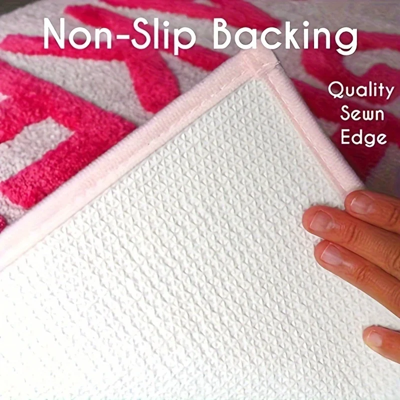 Pink get naked home bathroom mat, decorative anti-slip washable letter absorbent foot mat