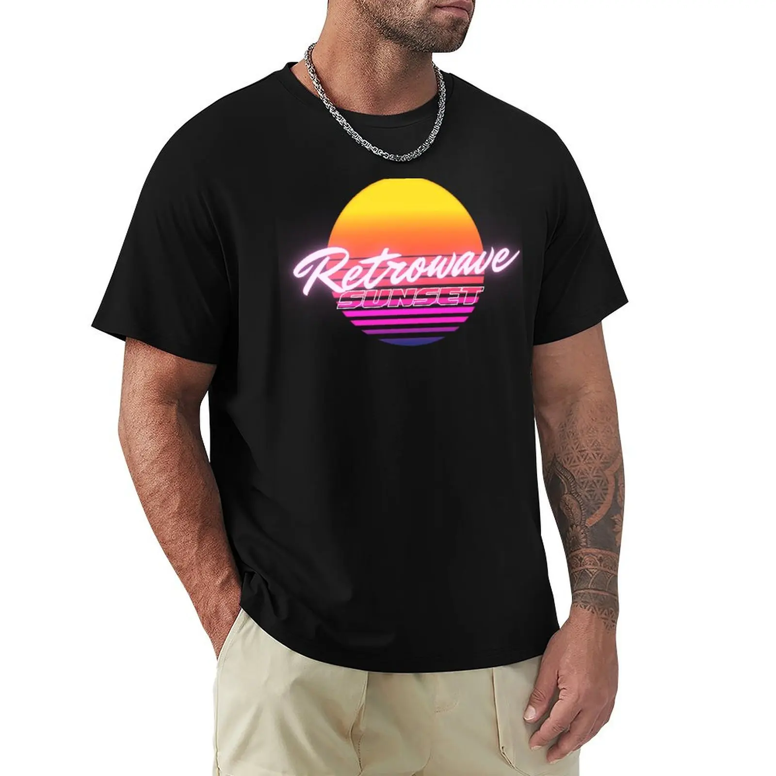 

Retrowave Sunset T-Shirt tops man t shirt clothes plus size clothes mens graphic t-shirts funny