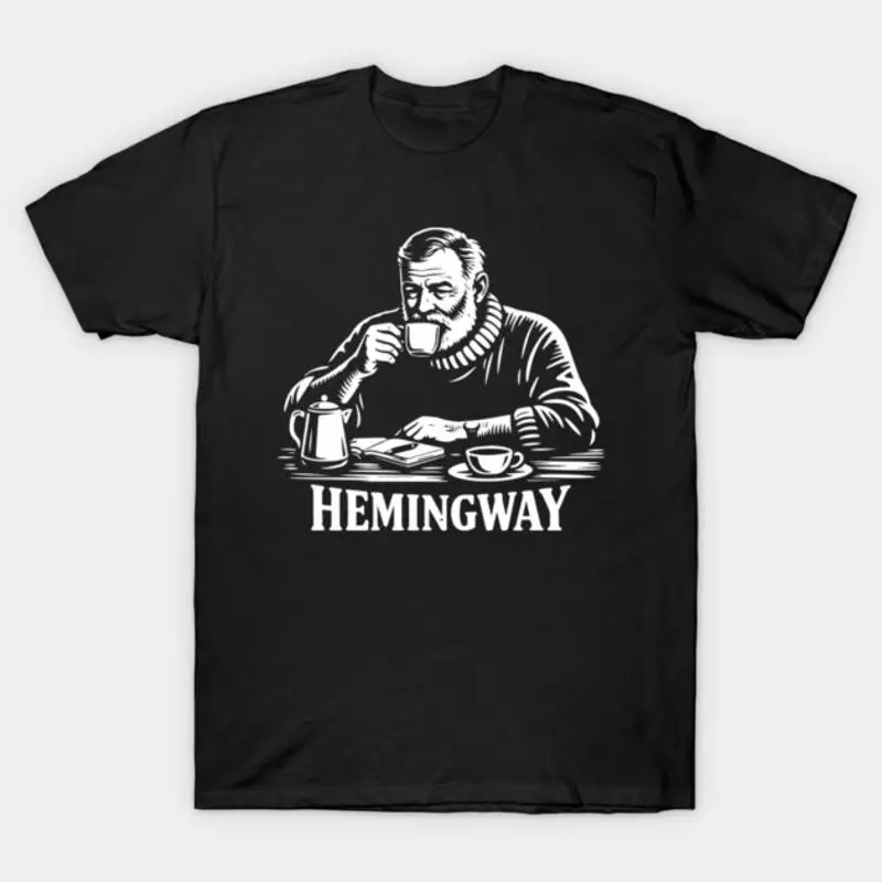 Ernest Hemingway Drinking Coffee T-Shirt