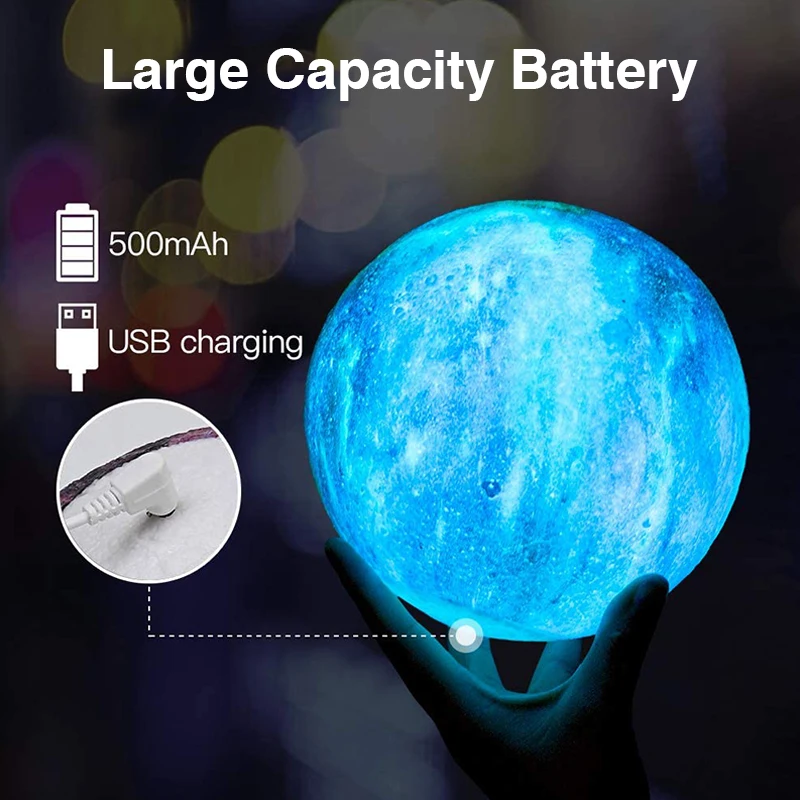 D2 3D Printing Moon Galaxy Lamp Light 16 Color Change Touch And Remote Control Kids Night Light Bedroom Room Decor As Gifts Lamp