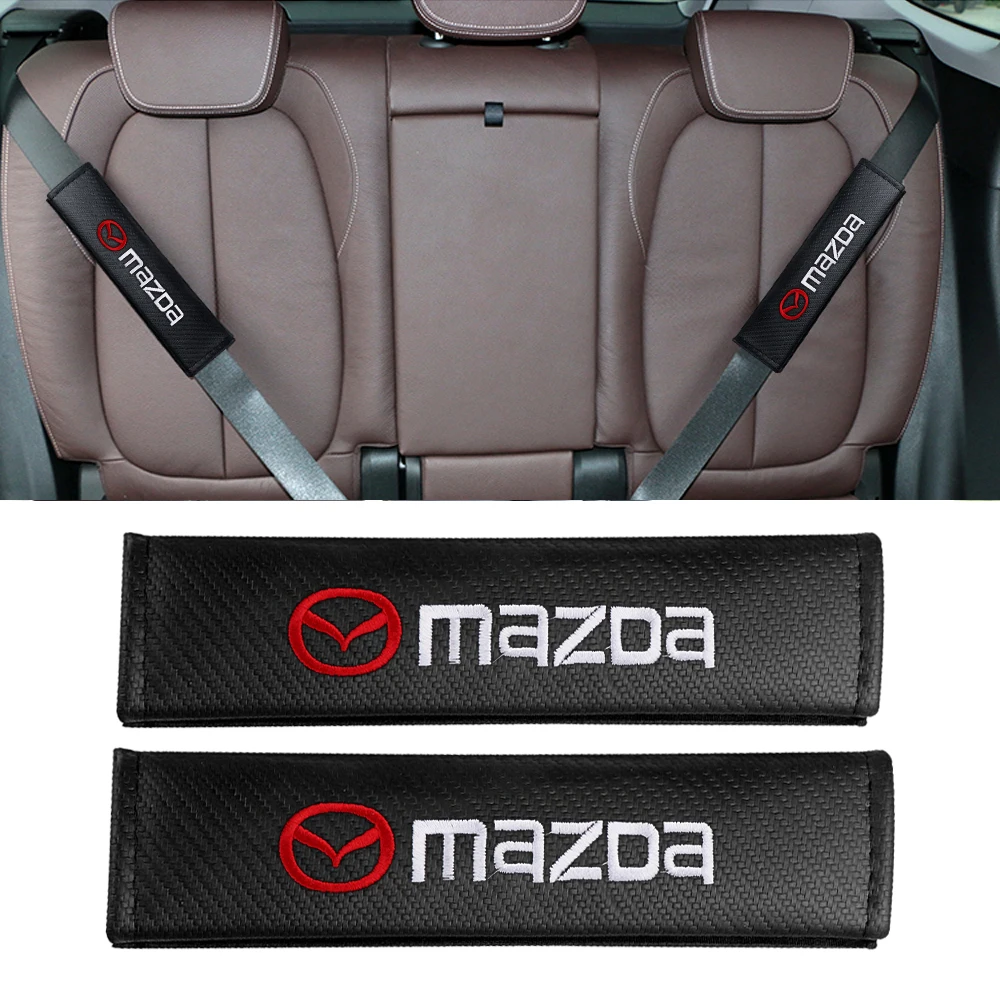 2Pcs Carbon Fiber Car Seat Belts Protect Shoulder Pad For Mazda 2 3 5 6 Axela Atenza Speed 6 CX-3 CX-4 CX 5 CX-7 CX-8 MS Demio