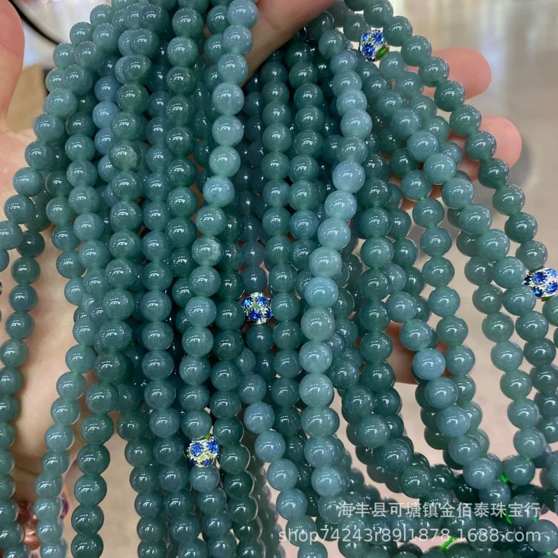 Natural 108 Beads Good Water Refreshing Blue Sweater Chain Factory Direct Sales Ornament Jade