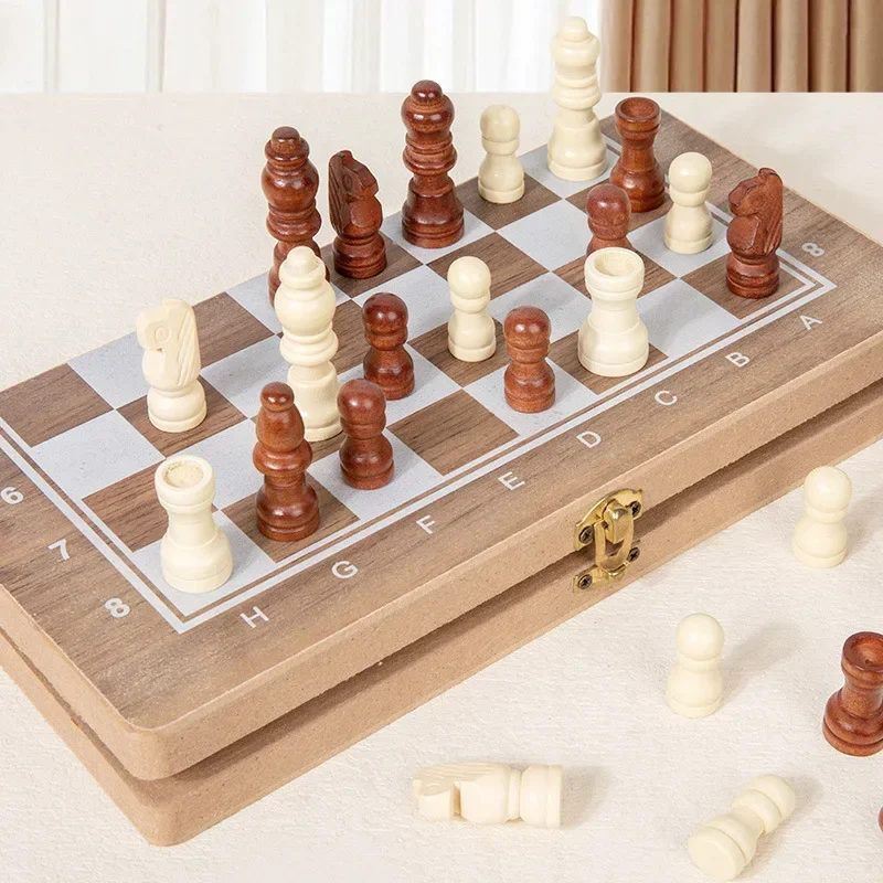 Falt schach Holz runde Ecken 2-in-1 wettbewerbs fähige Lernspiel zeug Eltern-Kind-Spiele