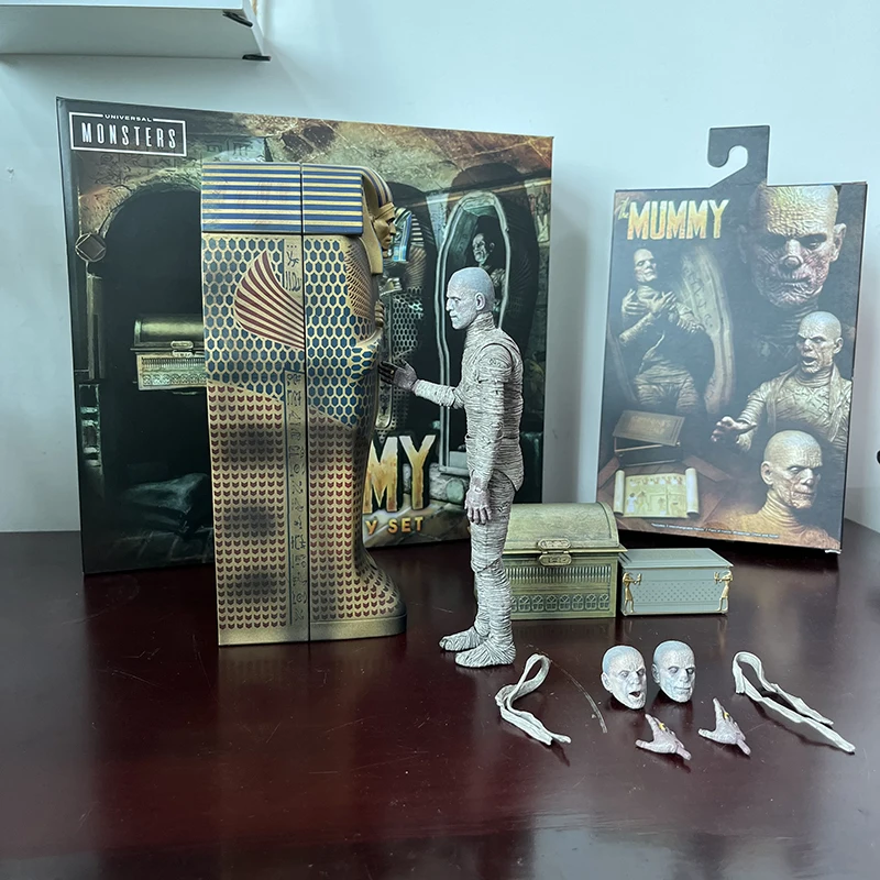 Universal Monsters The Mummy Casket Pharaoh Coffin Pyramid Action Figure Monsters Model Collectible Toy Bookshelf Ornament Gifts