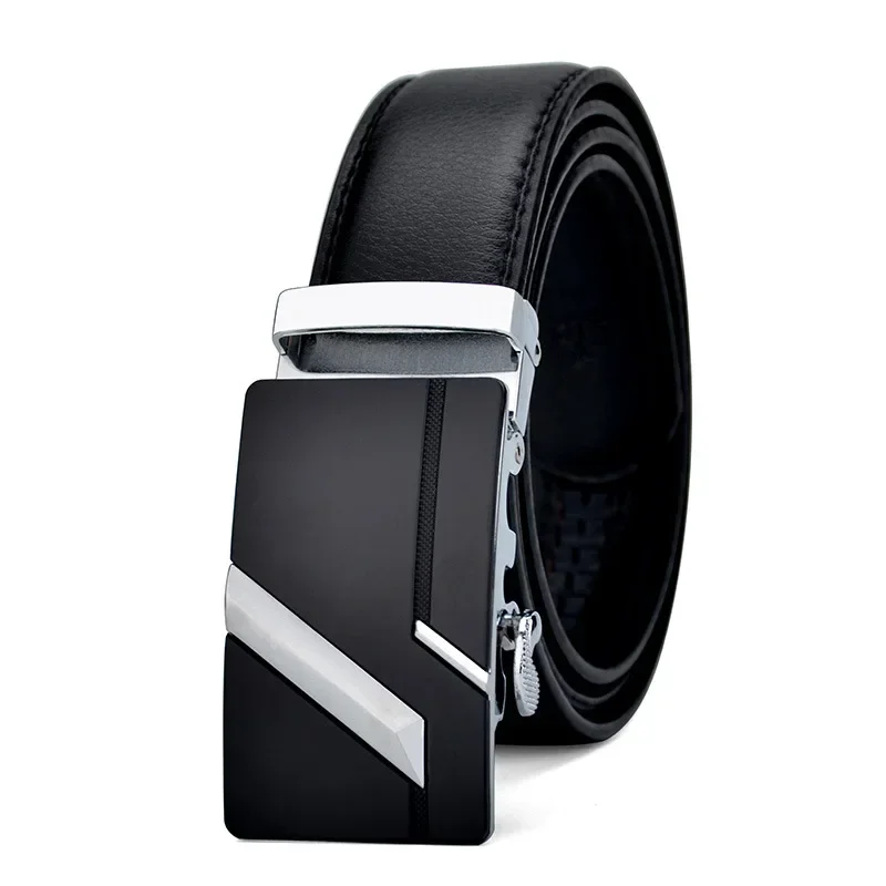 Men's high-quality PU leather belt, men's belt metal automatic buckle, long plus size luxury belt