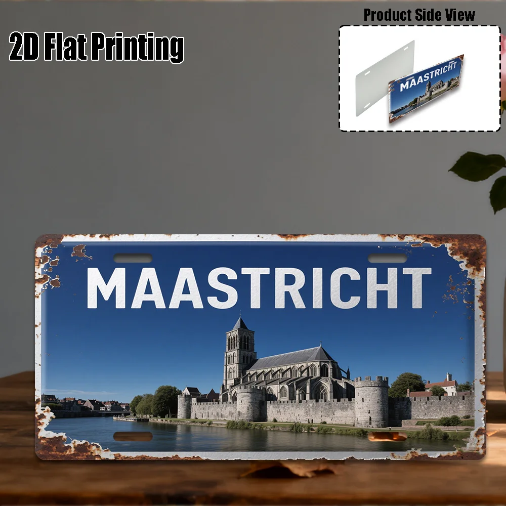 2D Flat,1pc, Vintage Sign, Only for decoration, Yard Signs & Wall Art, Maastricht Sign, Dutch Ancient City Style Decor