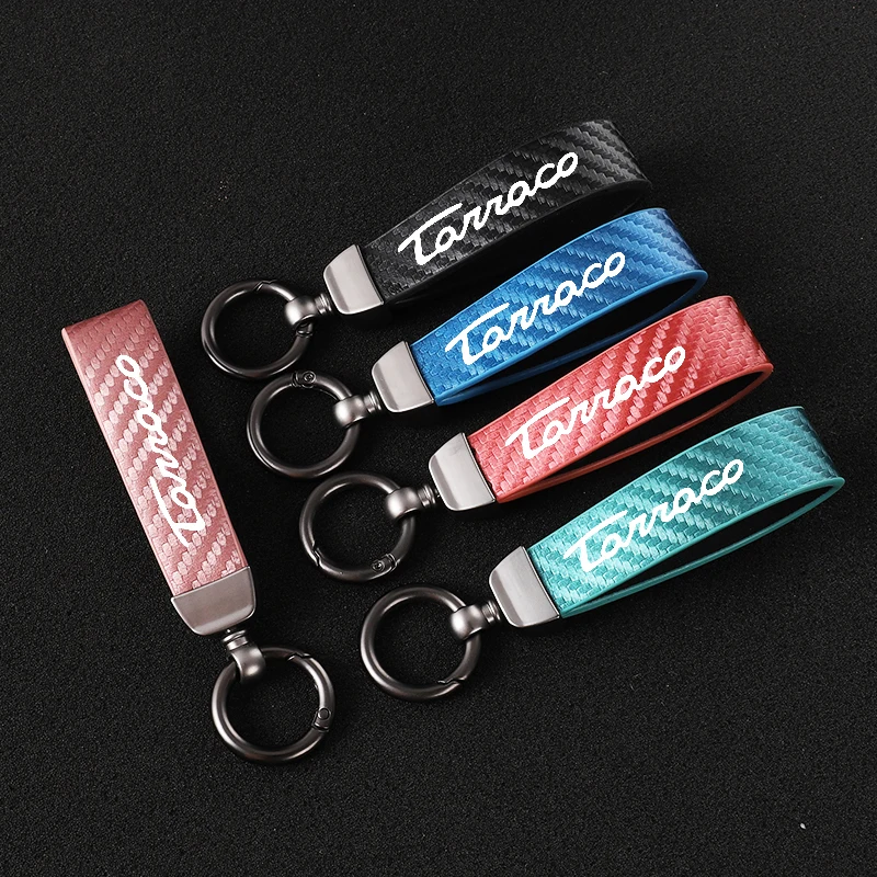 

Car Carbon Fiber Leather Rope Keychain Key Ring for SEAT TANNACO Car Accessories