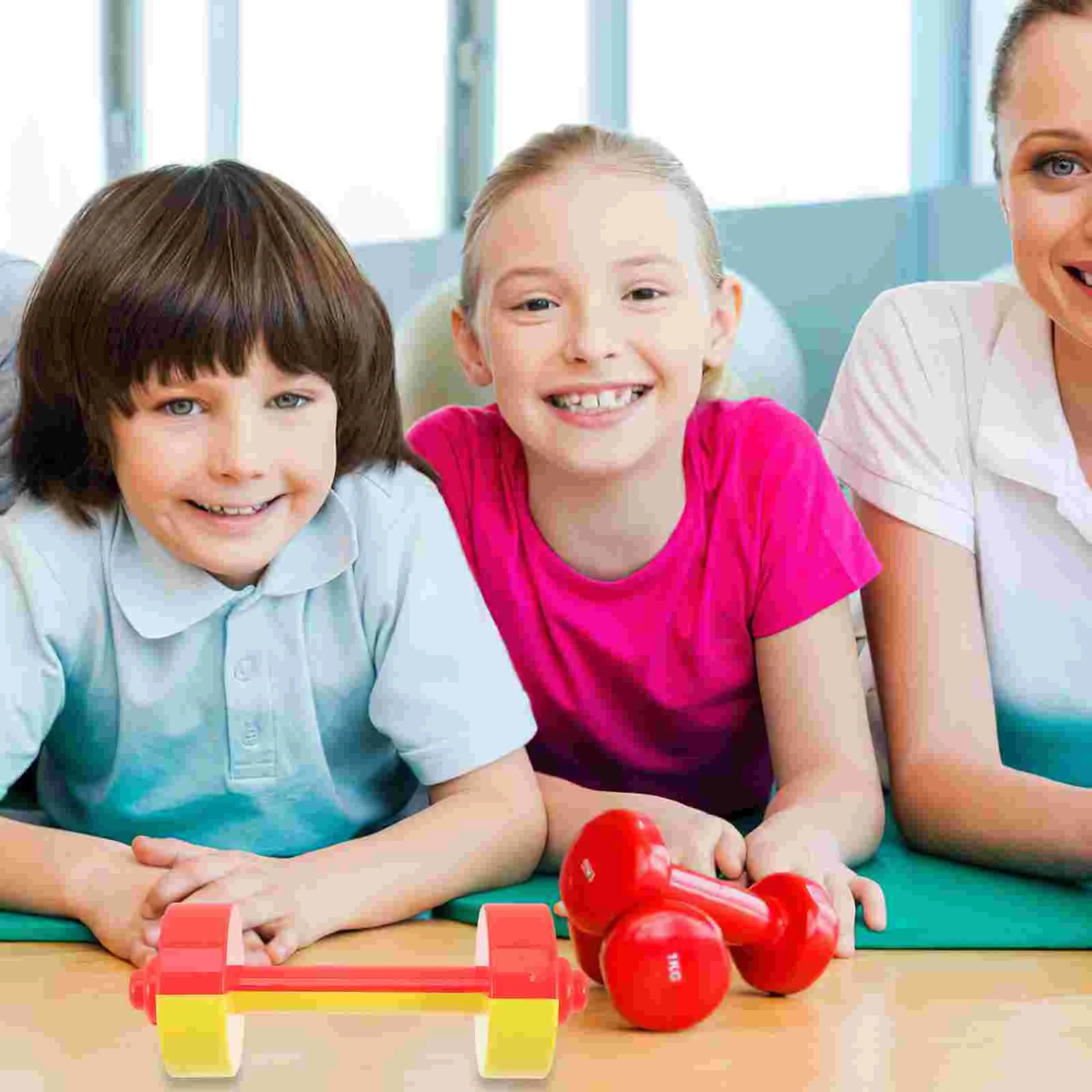 Mancuernas para niños, juguetes para hacer ejercicio, mancuernas, mano escolar, pesas de entretenimiento, Abs interactivo para el hogar, 2 uds.