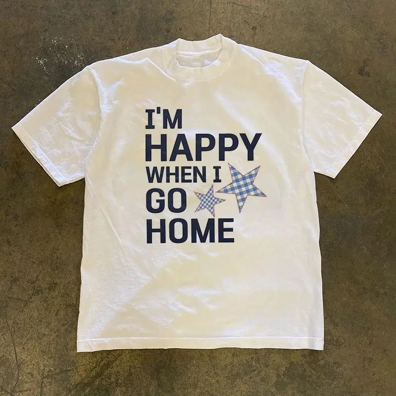 تي شيرت American Small Retro Design Sense Small Star مطبوع عليه حروف فضفاضة ومريحة وفريدة من نوعها للرجال والنساء