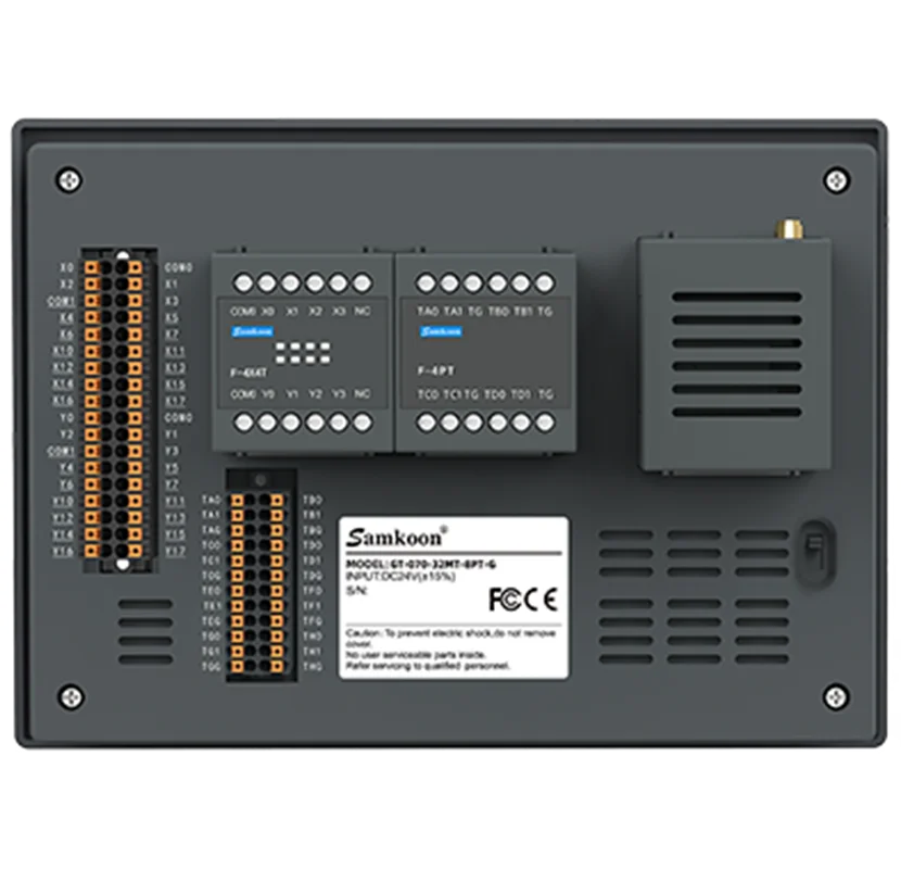 7.0'' All-in-One HMI PLC Touch Screen - 16DI/16DO, Built-in Temp Sensor, USB/RS485, 4G/WiFi Optional