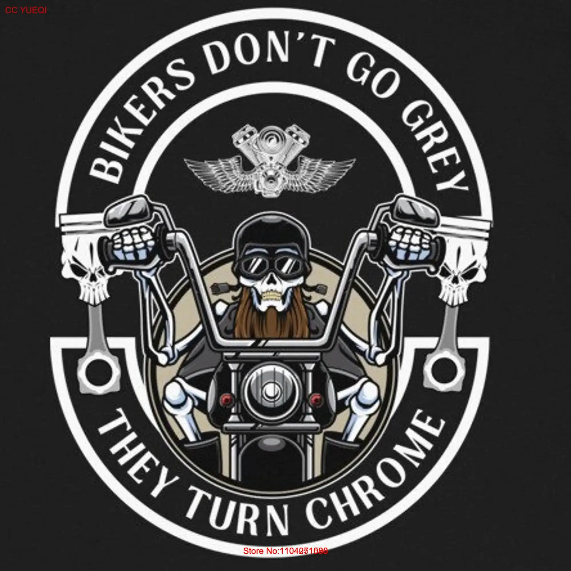 Bikers Don't Go Grey They Turn Chrome Biker T shirt Motorcycle Apparel Men's Back Print long or short sleeves