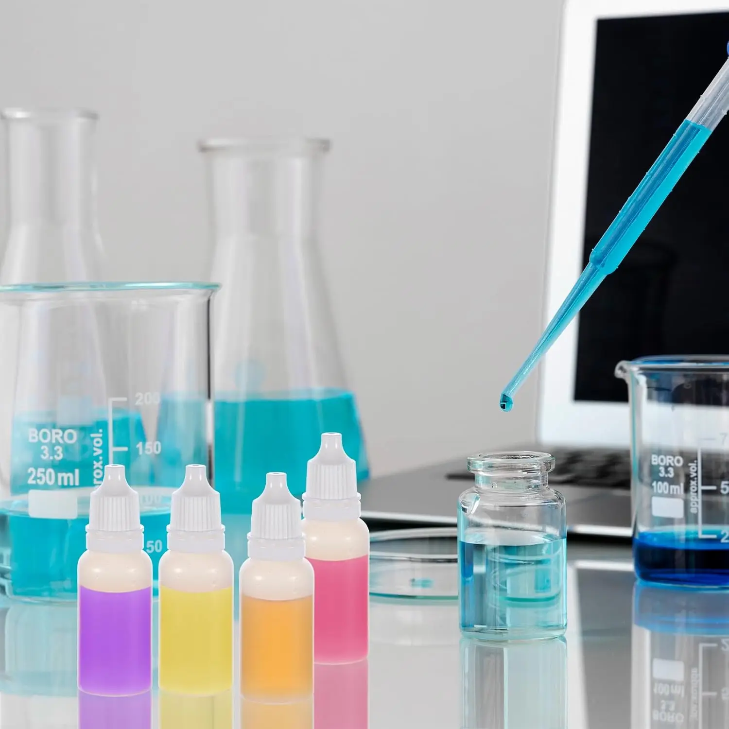 50pcs Plastic Dropper Bottle with Childproof Cap Portable Squeezable Eye Sub-dropper Container Refillable Storage Liquid Dropper