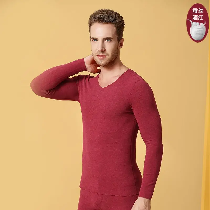 Men Thickening Slim Round Neck Double-sided Warm Vest Bottoming Shirt Underwear Winter Thermal Underwear