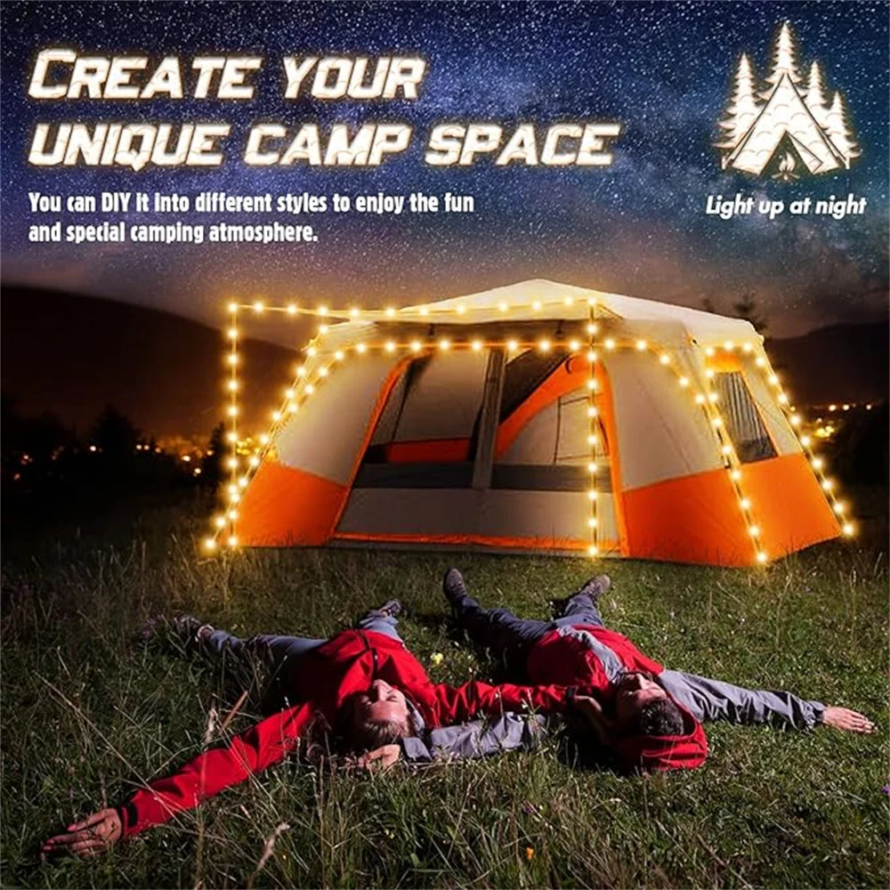 Camping Tent Lamp, LED Decorative Rope Lamps, Outdoor Waterproof Camping Tent Lamps, Campervans, Night Camping (Excluding Tents)