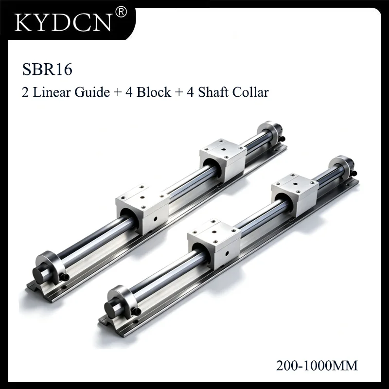 

SBR16 Aluminum Support Rail Set 2pcs Linear Guide + 4pcs SBR16UU Sliding Block + 4pcs Shaft Collar For CNC 3D Printer Parts