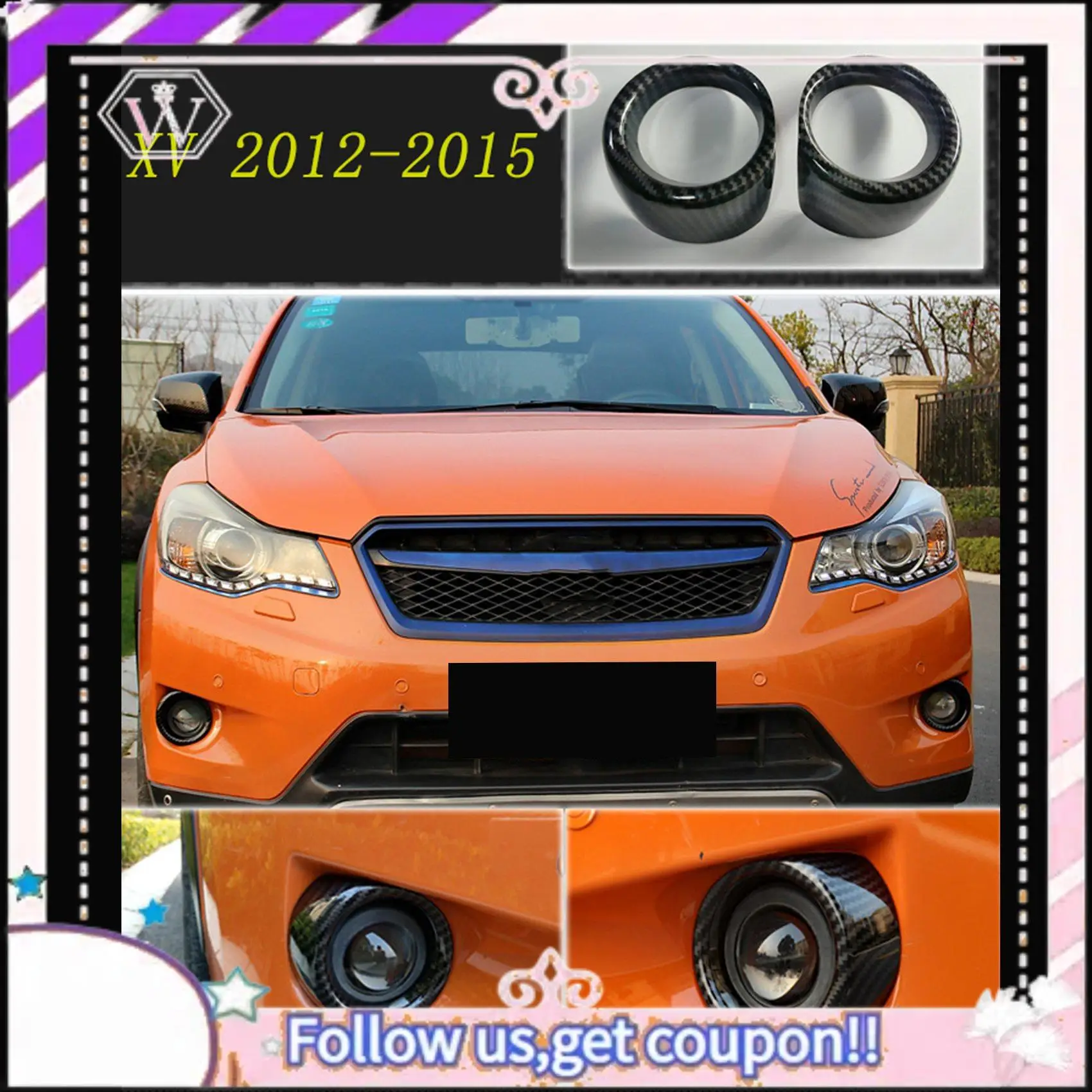 

Easy To Use Car ABS Front Bumper Fog Lamp Light Frame Cover Sticker Trim For Subaru XV 2012 2013 2014 2015