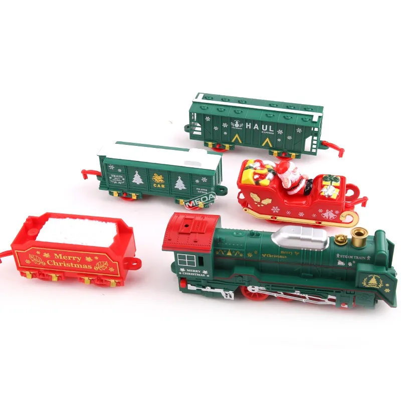 Weihnachten Elektrische Schienenauto-Serie Hinzufügen Wasser zu Rauch Zuggleis Kleine Größe Zug Elektrisches Spielzeug mit Musiklichtern