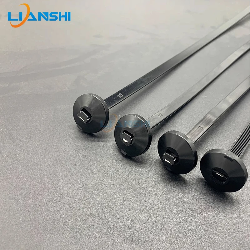 8*380mm automotive base plate cable ties, circular fixed head for automotive frame wiring harness cable ties