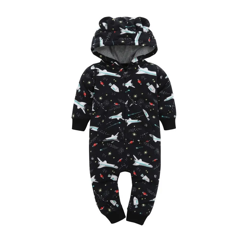 Infant Baby Romper 6-24Months 2024 Autumn Winter Warm Coral Fleece Hooded Babe Kids Boy Girl Babi Animal Jumpsuit