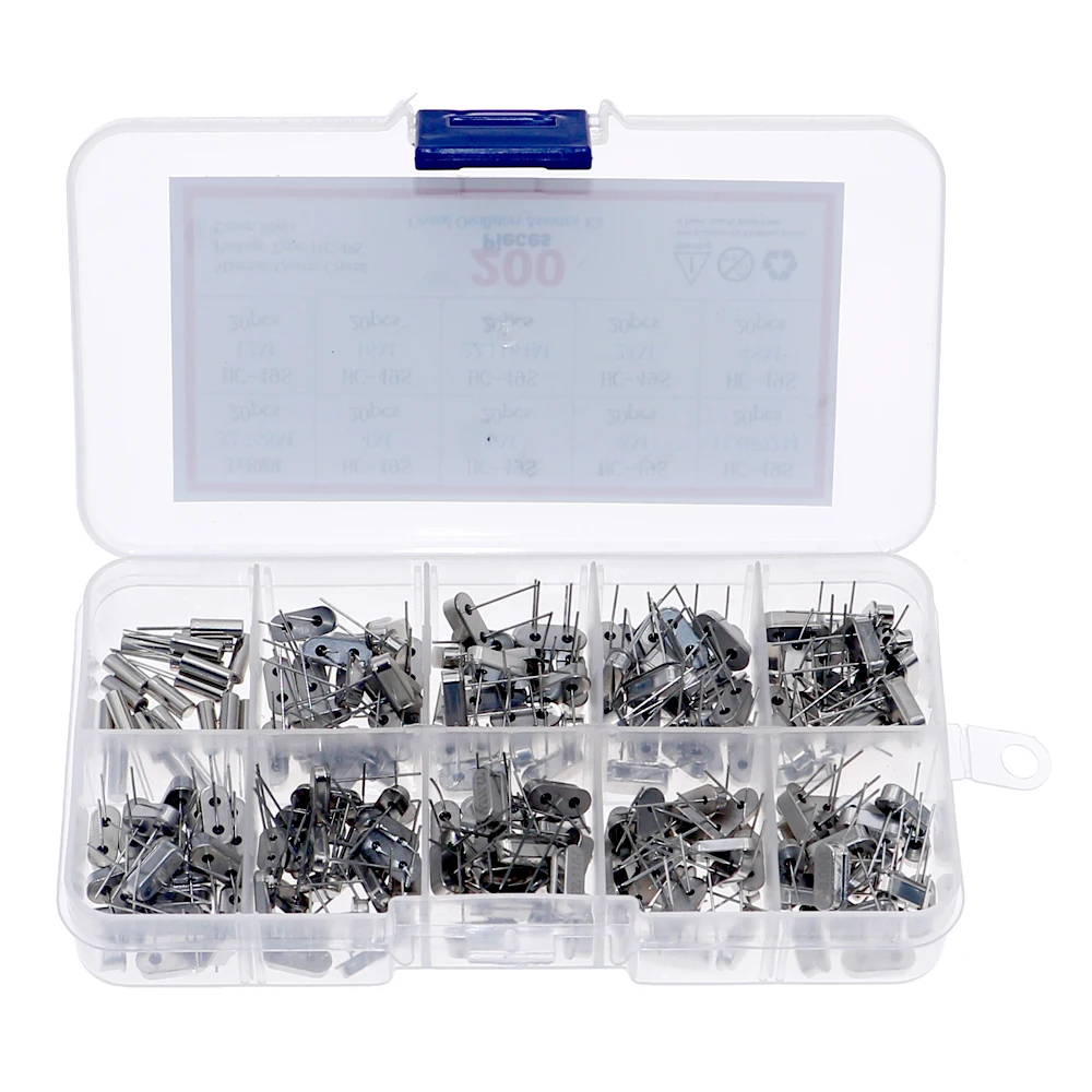 10Values HC-49S Quartz Resonator DIP-2 Crystal Oscillator Kit 4MHz 6MHz 8MHz 11.0592MHz 12MHz 16MHz 22.1184MHz 24MHz 25MHz 48MHz